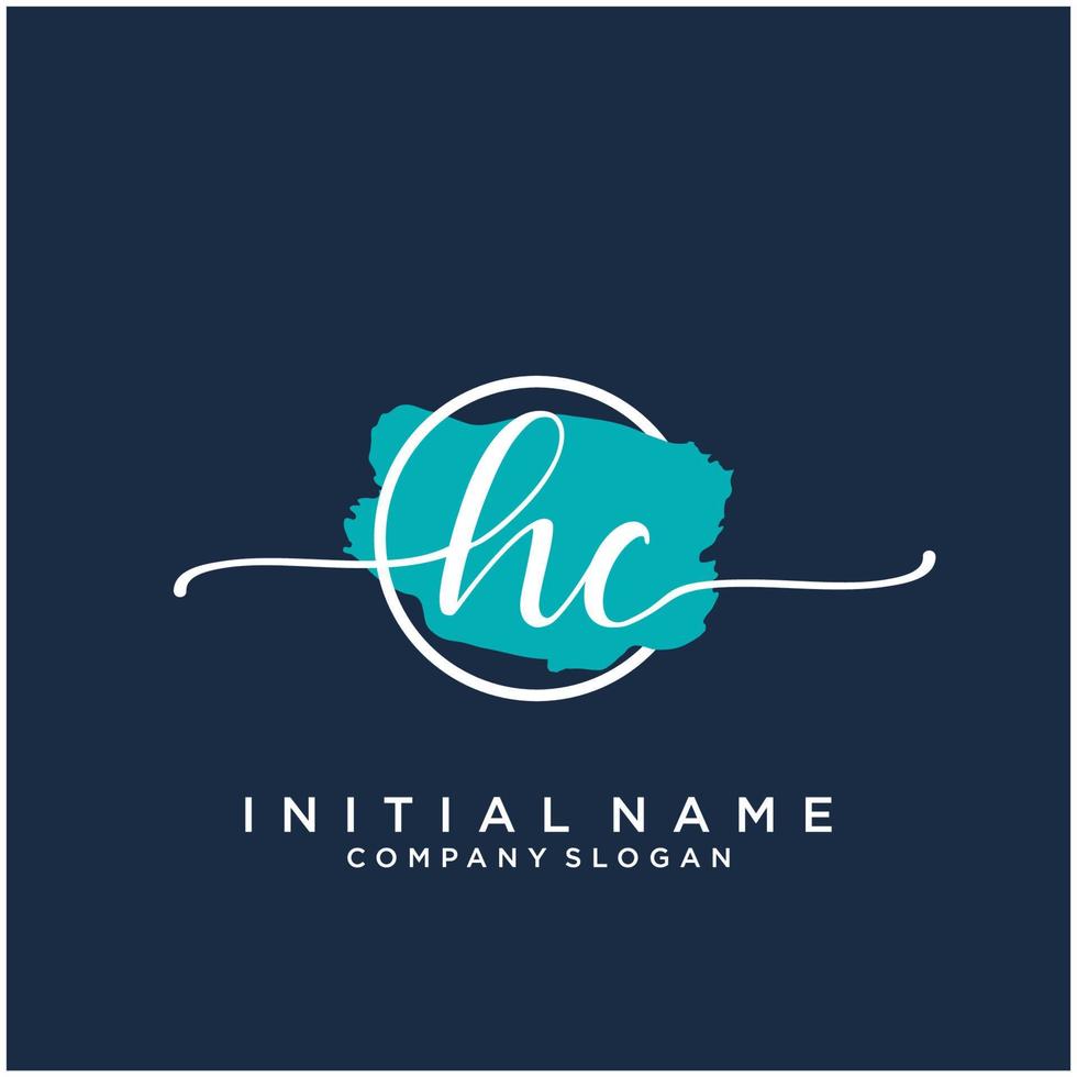 Initial HC feminine logo collections template. handwriting logo of initial signature, wedding, fashion, jewerly, boutique, floral and botanical with creative template for any company or business. vector