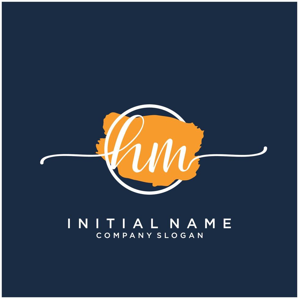 Initial HM feminine logo collections template. handwriting logo of initial signature, wedding, fashion, jewerly, boutique, floral and botanical with creative template for any company or business. vector