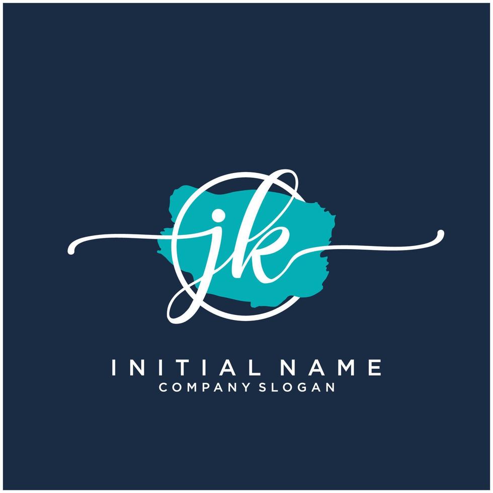 Initial JK feminine logo collections template. handwriting logo of initial signature, wedding, fashion, jewerly, boutique, floral and botanical with creative template for any company or business. vector