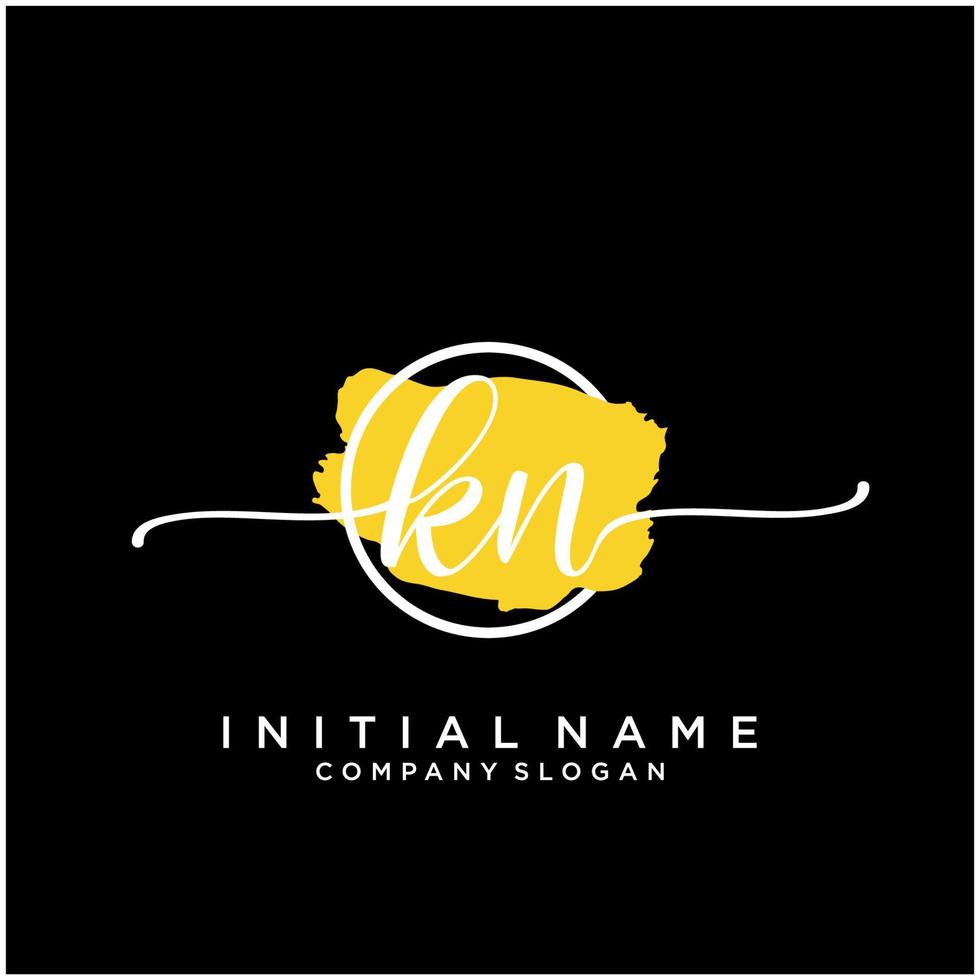 Initial KN feminine logo collections template. handwriting logo of initial signature, wedding, fashion, jewerly, boutique, floral and botanical with creative template for any company or business. vector