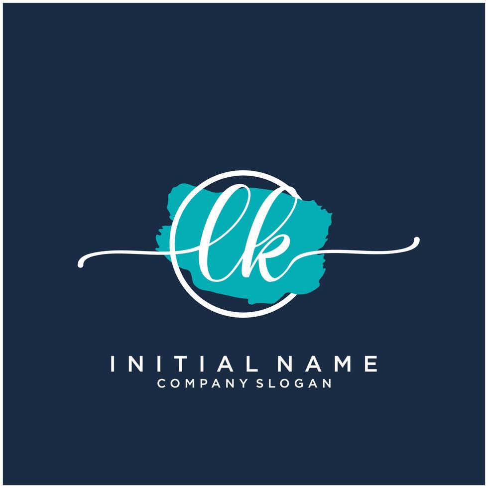 Initial LK feminine logo collections template. handwriting logo of initial signature, wedding, fashion, jewerly, boutique, floral and botanical with creative template for any company or business. vector