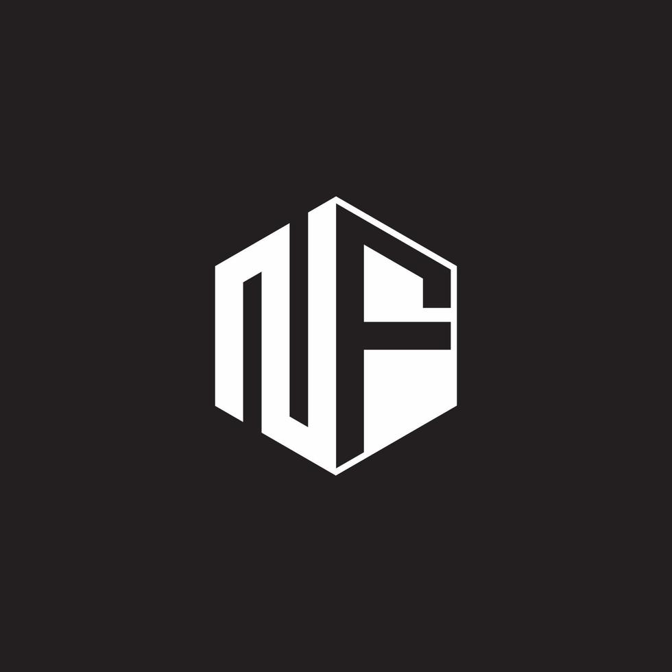 NF Logo monogram hexagon with black background negative space style vector