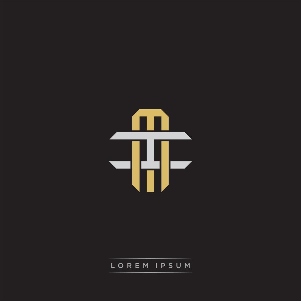 MI Initial letter overlapping interlock logo monogram line art style vector