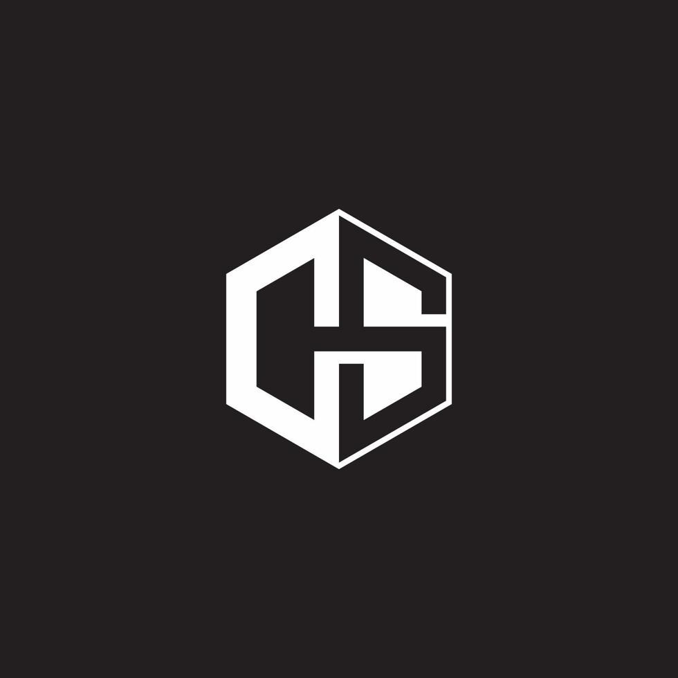 CS Logo monogram hexagon with black background negative space style vector