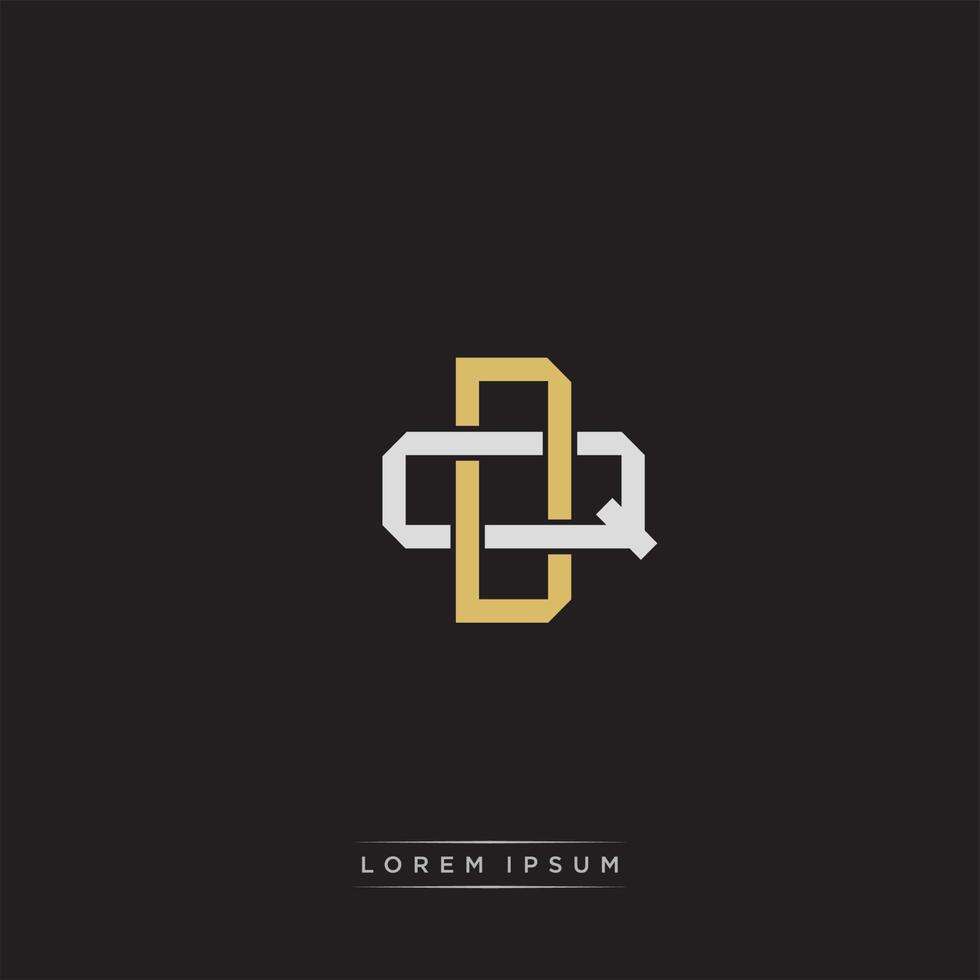 DQ Initial letter overlapping interlock logo monogram line art style vector