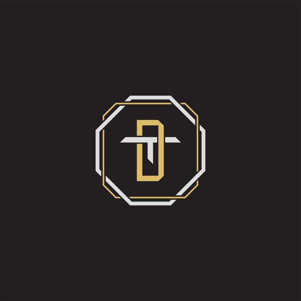 DT Initial letter overlapping interlock logo monogram line art style vector