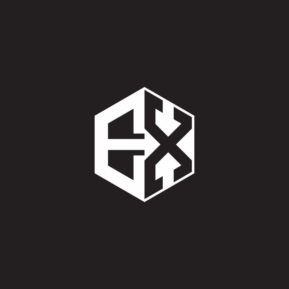 ex logo monograma hexágono con negro antecedentes negativo espacio estilo vector