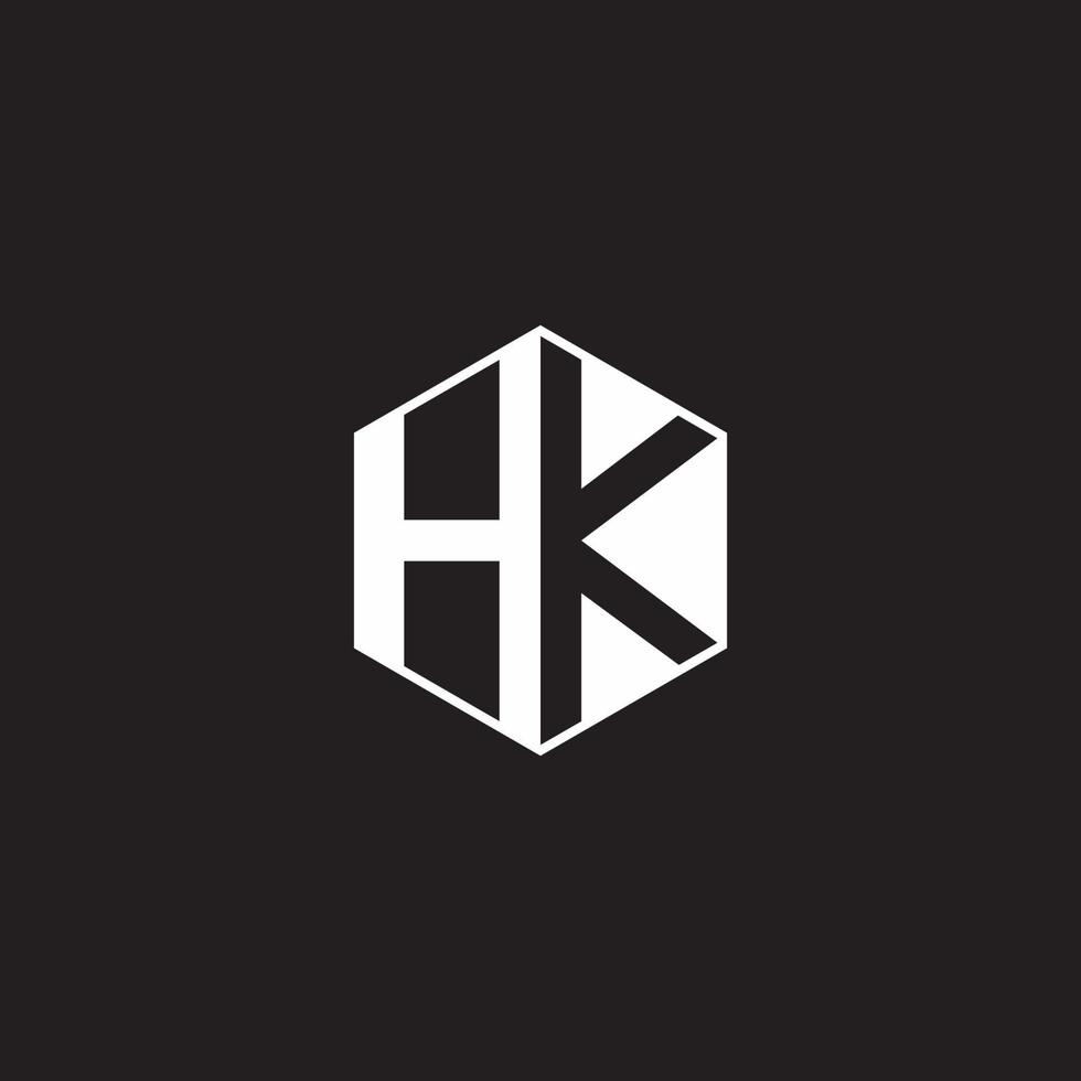 HK Logo monogram hexagon with black background negative space style vector