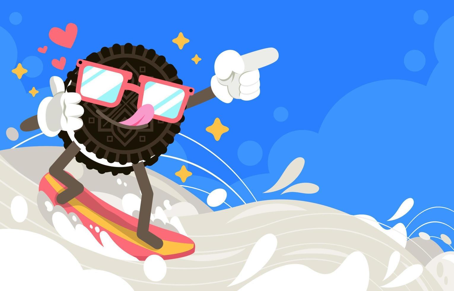 negro Galleta surf en Leche vector