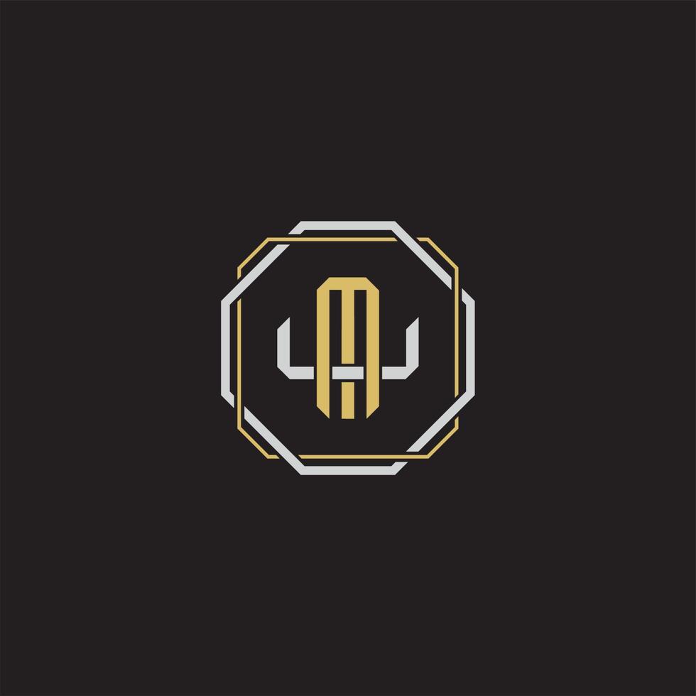 MU Initial letter overlapping interlock logo monogram line art style vector