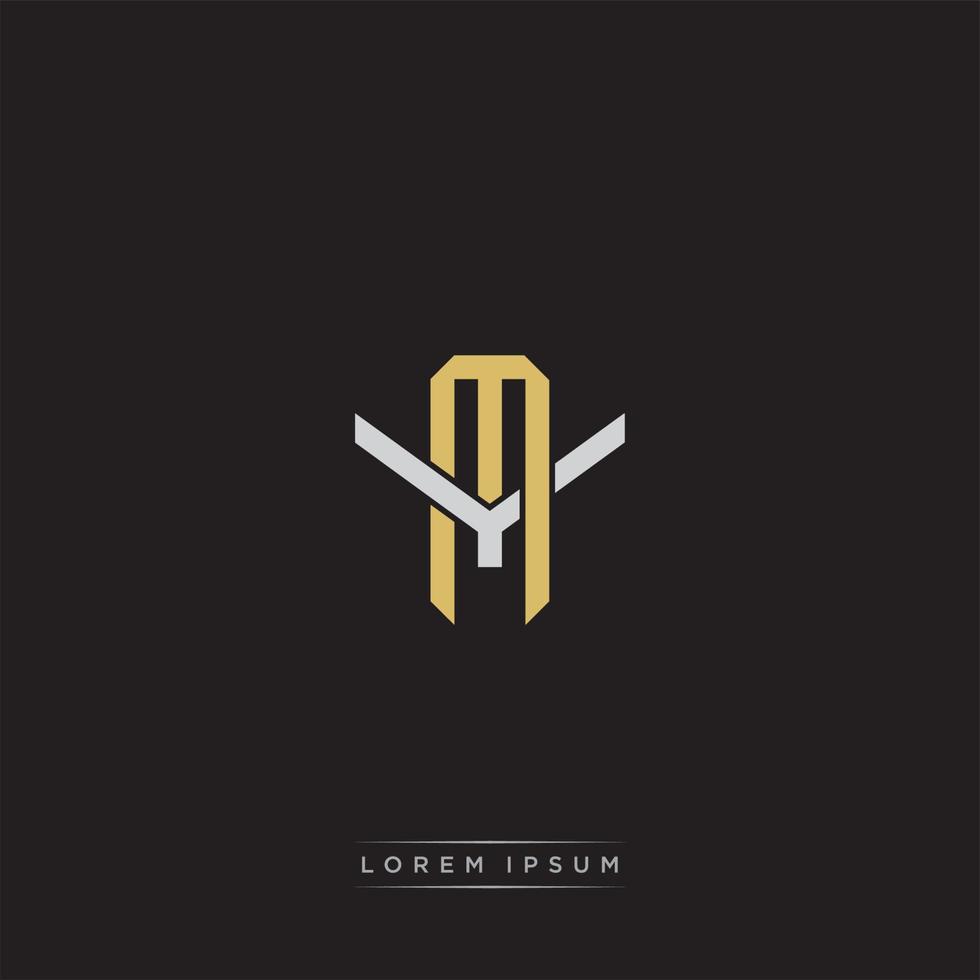 MY Initial letter overlapping interlock logo monogram line art style vector