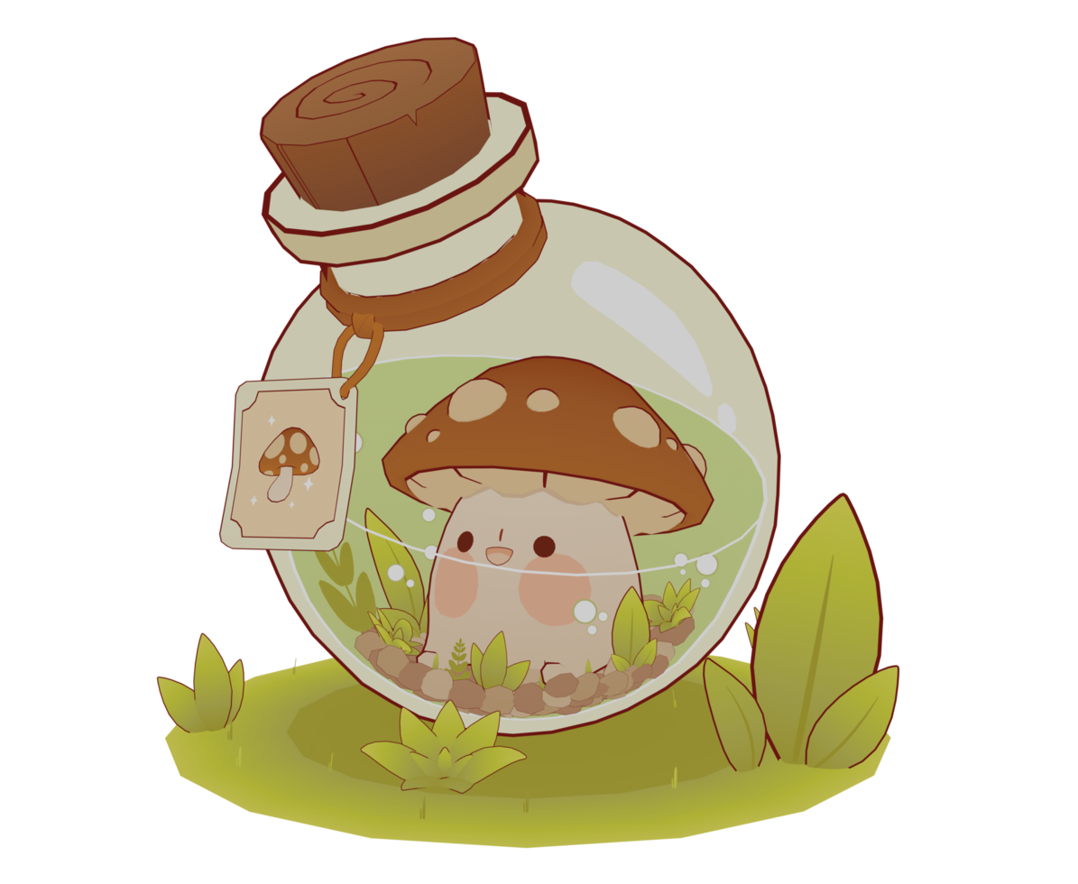 Cute mushroom bottol high quality 3d render png