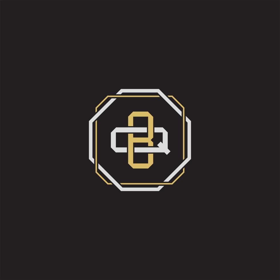 BQ Initial letter overlapping interlock logo monogram line art style vector