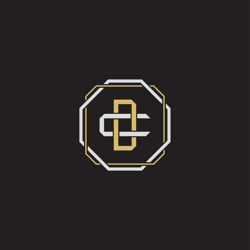 DC Initial letter overlapping interlock logo monogram line art style vector