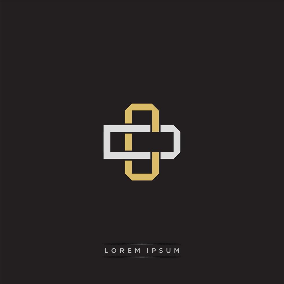 CD Initial letter overlapping interlock logo monogram line art style vector