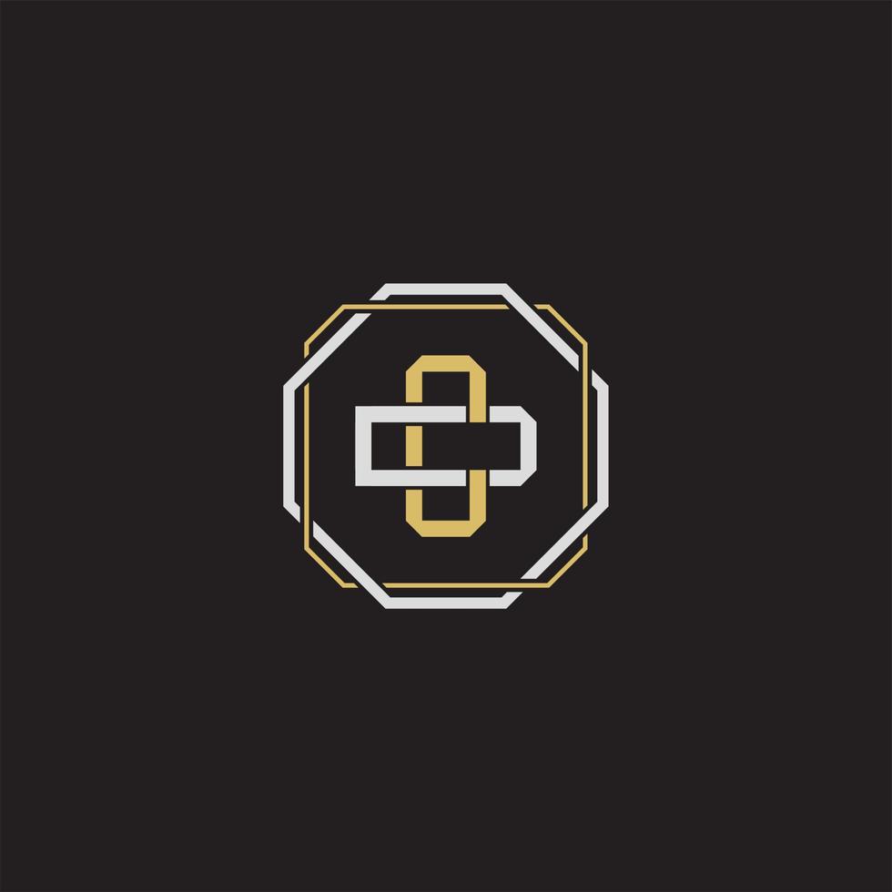 CD Initial letter overlapping interlock logo monogram line art style vector