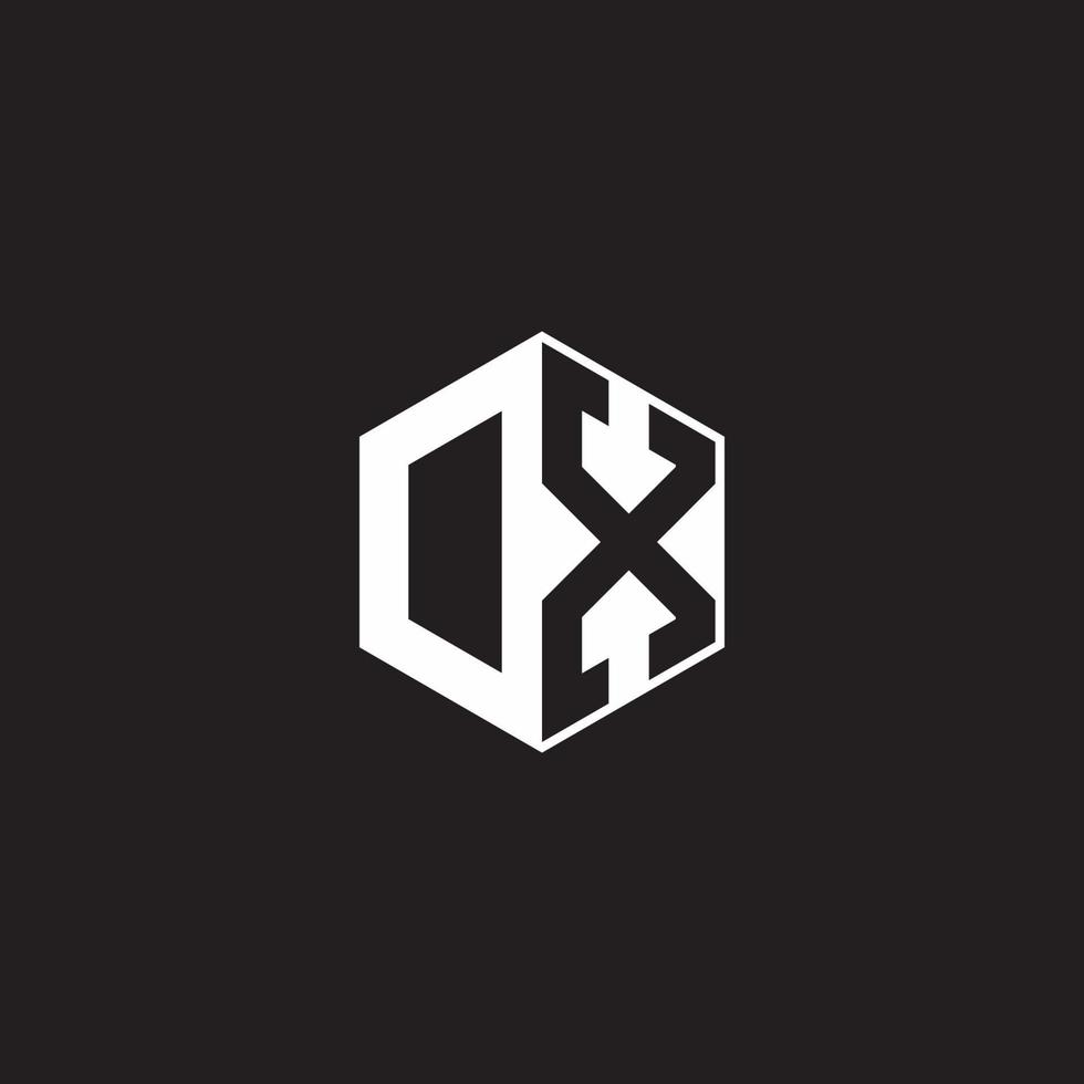 DX Logo monogram hexagon with black background negative space style vector