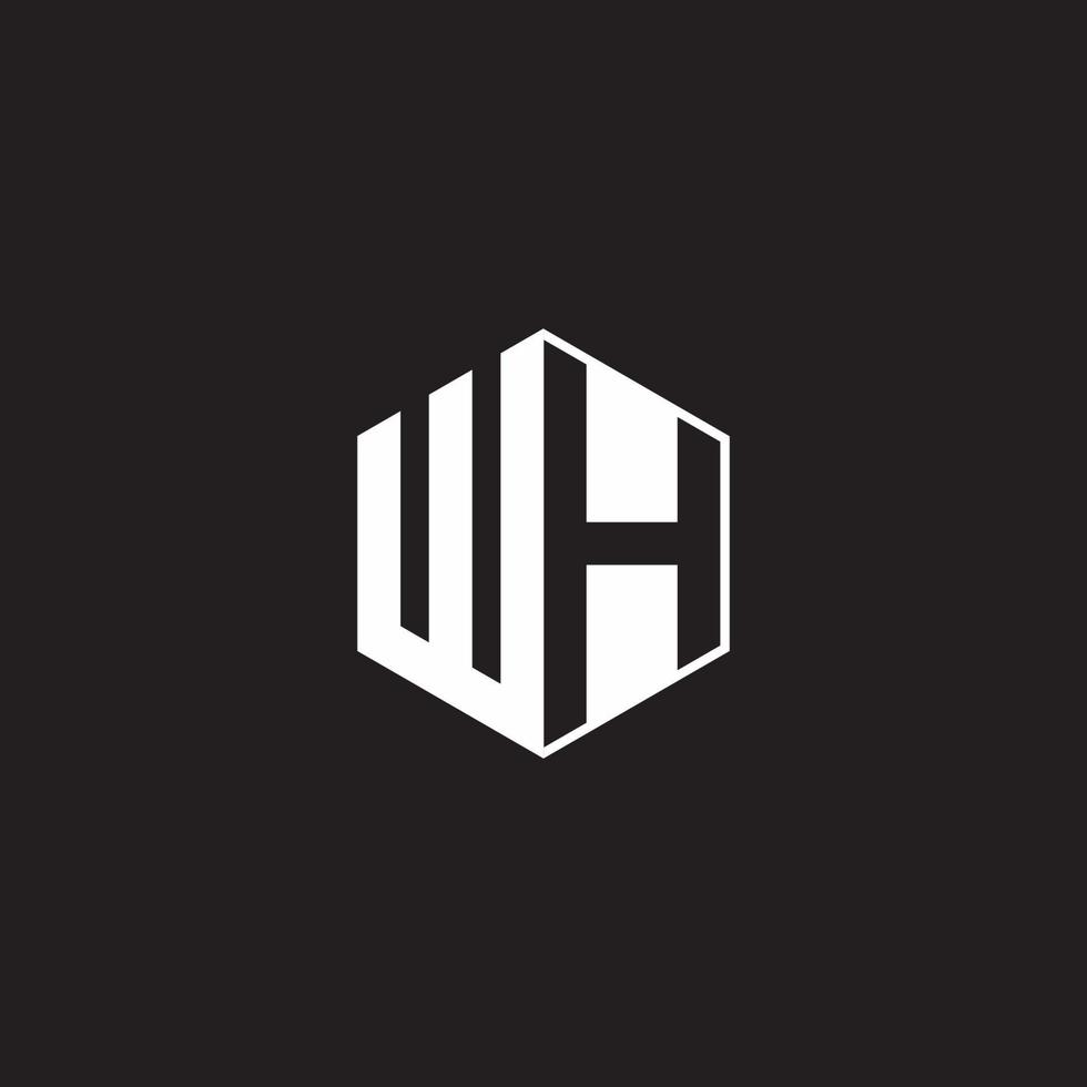 WH Logo monogram hexagon with black background negative space style vector