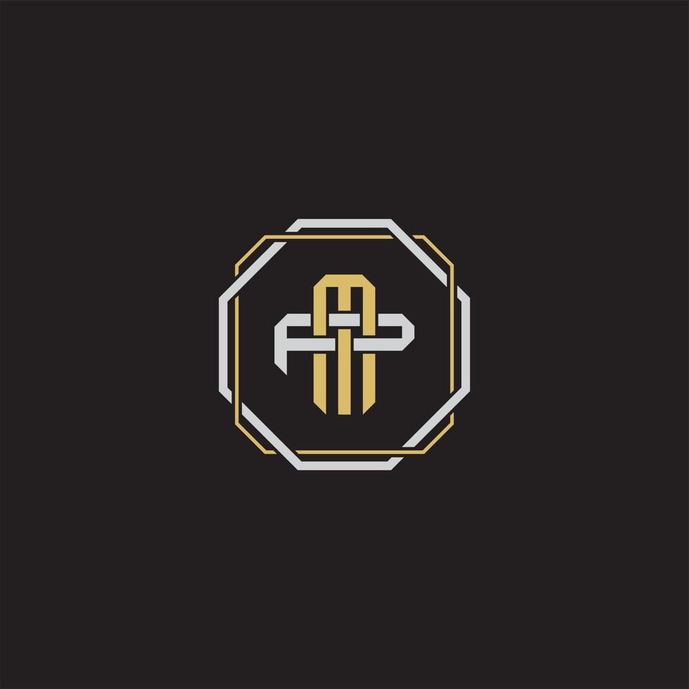 MP Initial letter overlapping interlock logo monogram line art style vector