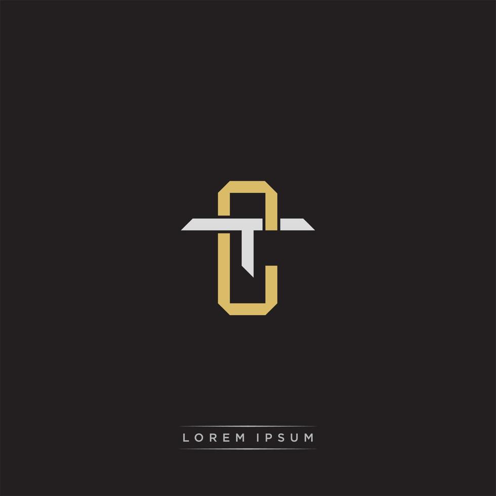 CT Initial letter overlapping interlock logo monogram line art style vector