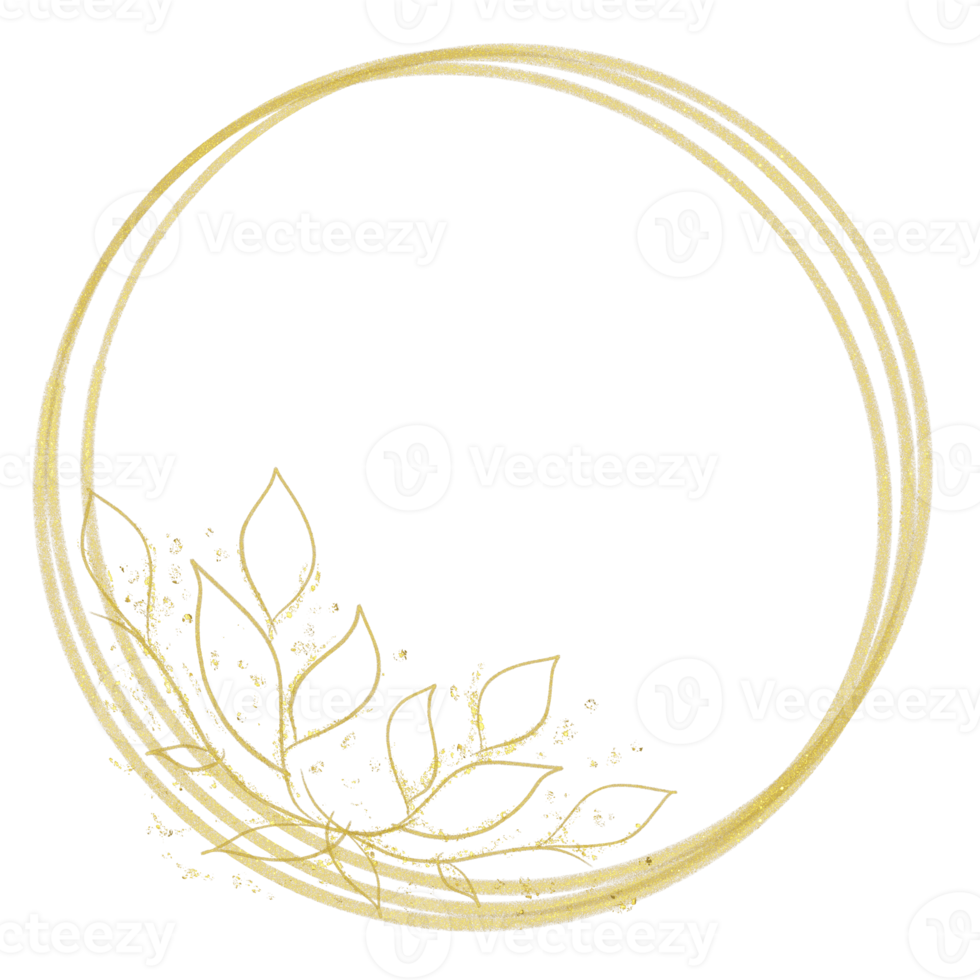 Gold Floral Rounded Frame Wreath Holiday Bokeh Background, Wedding Invitation Template png