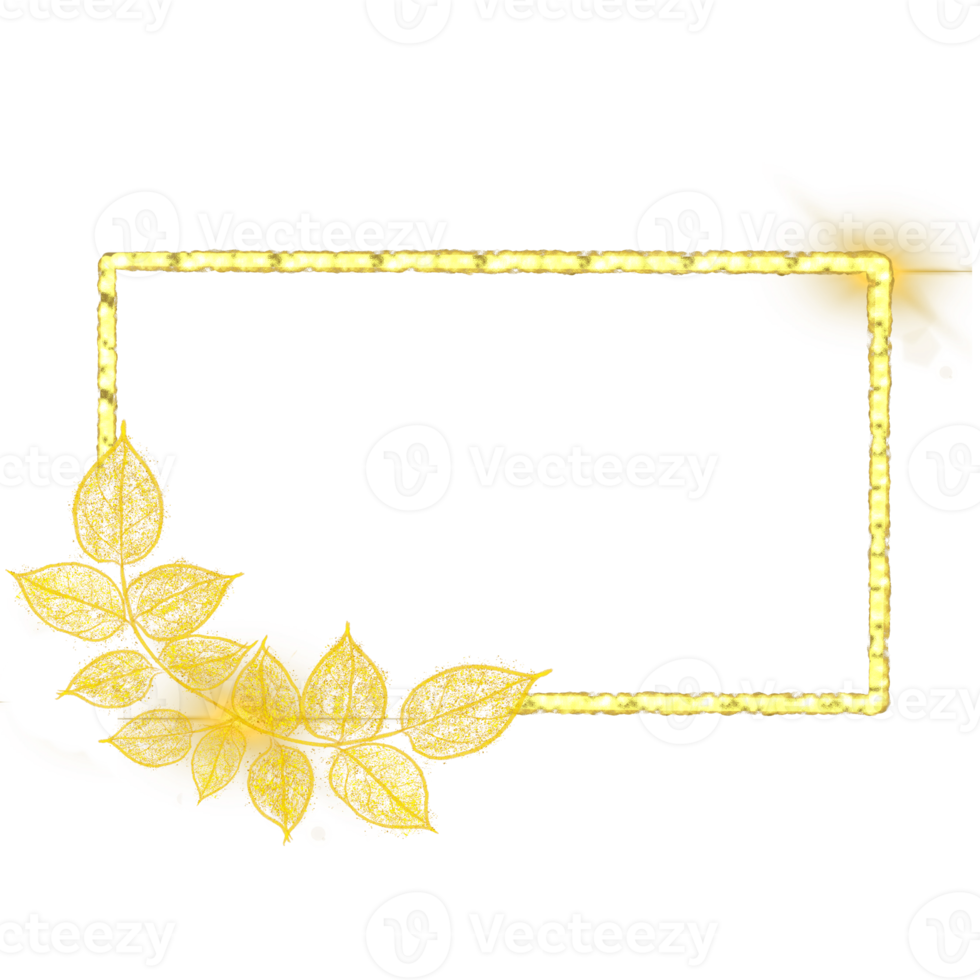 Regtangle Gold Leaf Frame Wreath Vector Design, Holiday Bokeh png