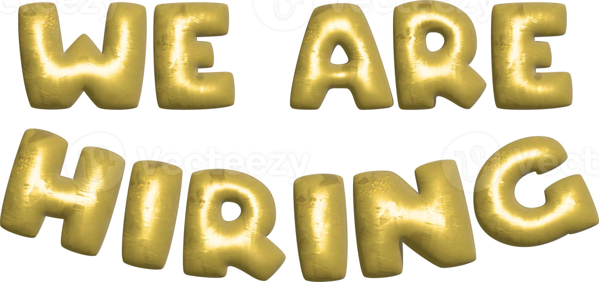 We are hiring 3D golden balloon text on the black background, vector 3d text for boss, office and business png