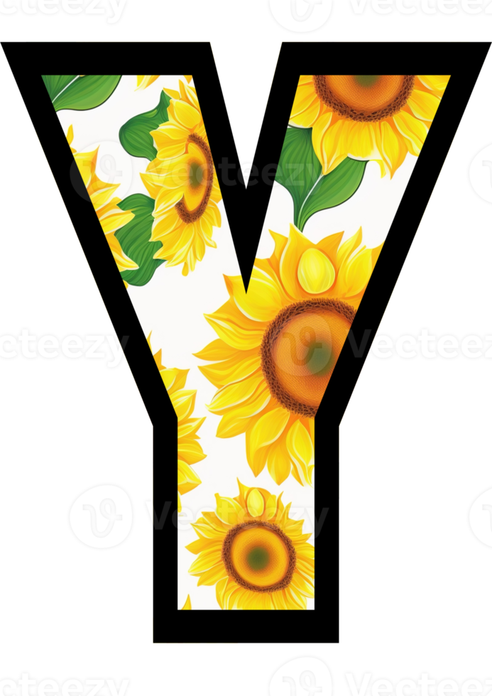 Sonnenblume Blumen- Alphabet, Brief y mit Gelb Sonnenblume Muster png