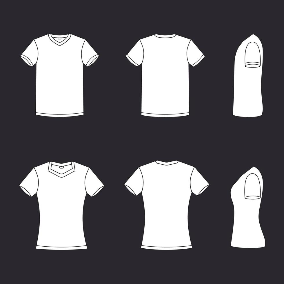 blanco camiseta contorno conjunto vector