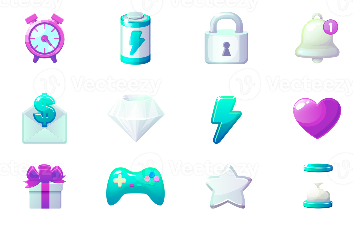 Set of game icons for UI. GUI elements png