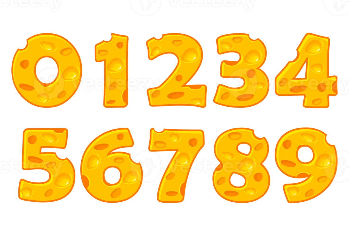 Cheese number alphabet set. More typeface style in my portfolio. png