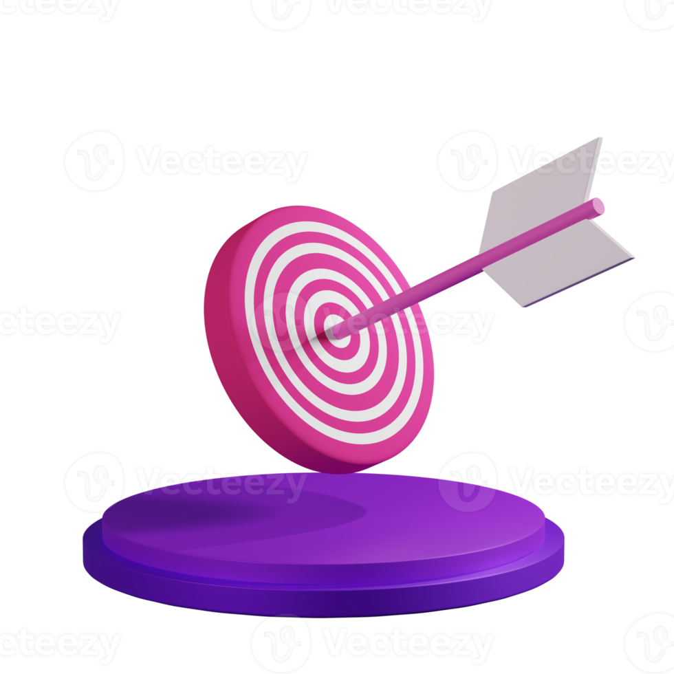 3d arrows on target and podium. Illustration design for business, achievement, goals, marketing, finance png