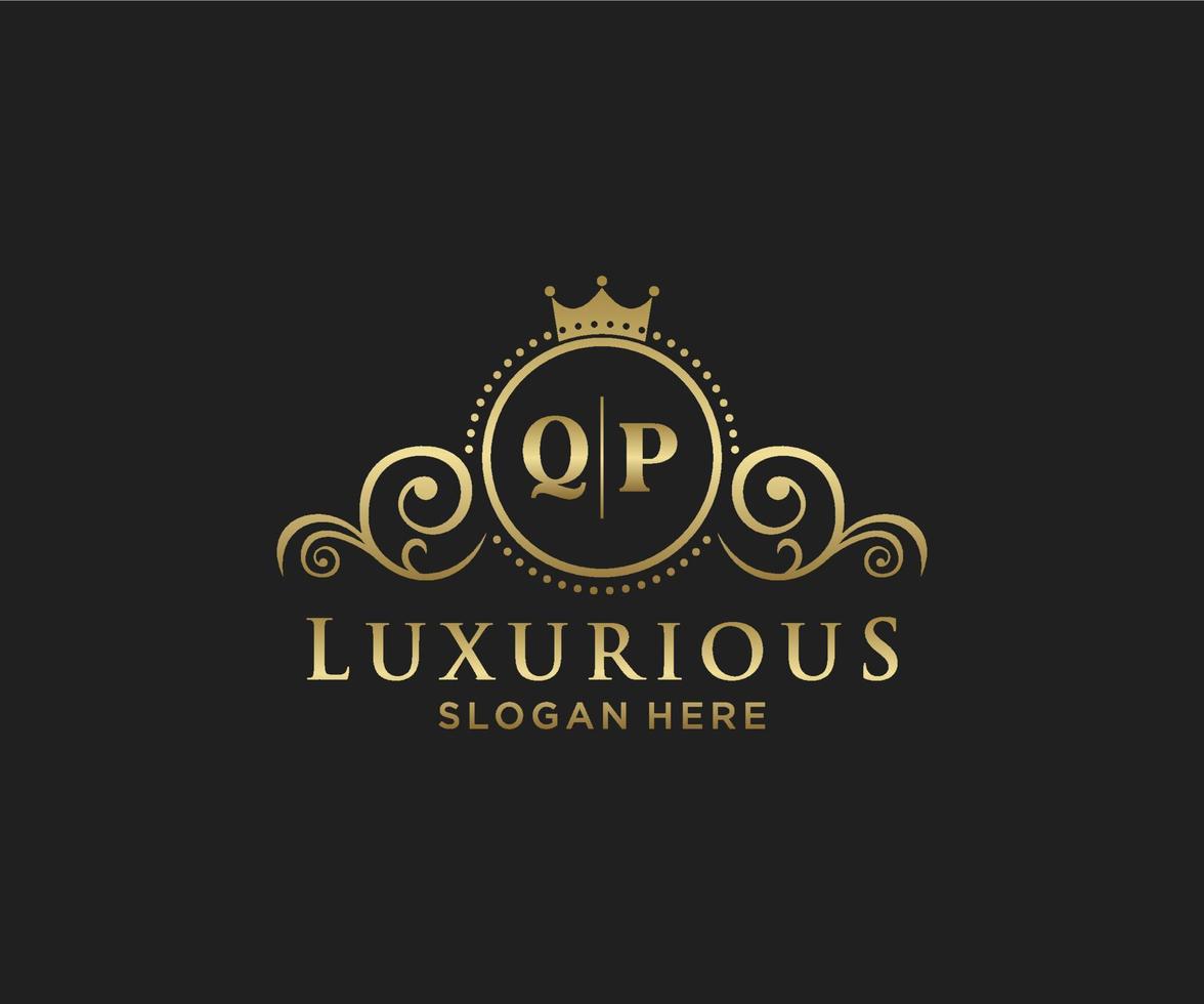 Initial QP Letter Royal Luxury Logo template in vector art for Restaurant, Royalty, Boutique, Cafe, Hotel, Heraldic, Jewelry, Fashion and other vector illustration.