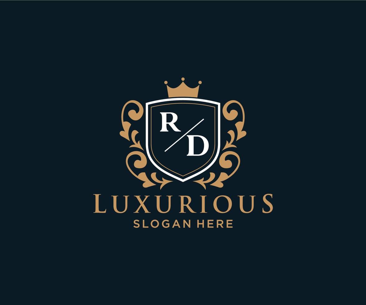 Initial RD Letter Royal Luxury Logo template in vector art for Restaurant, Royalty, Boutique, Cafe, Hotel, Heraldic, Jewelry, Fashion and other vector illustration.