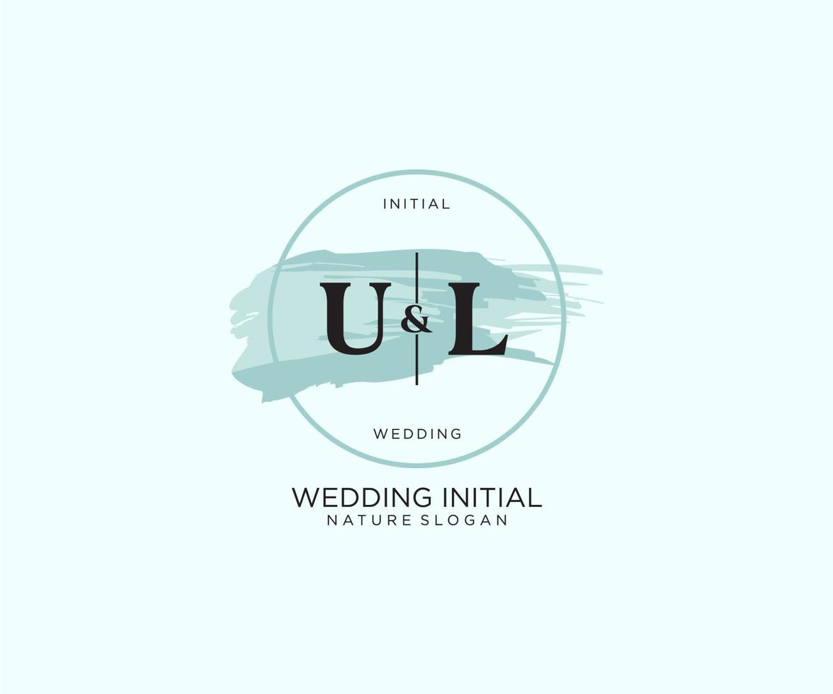 Initial UL Letter Beauty vector initial logo, handwriting logo of initial signature, wedding, fashion, jewerly, boutique, floral and botanical with creative template for any company or business.