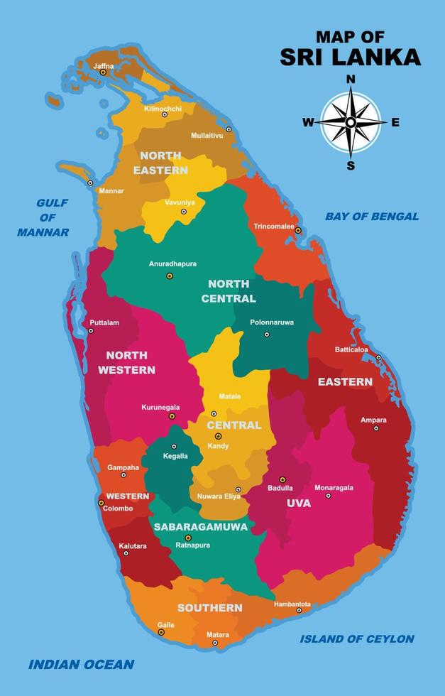 Country Map of Sri Lanka vector