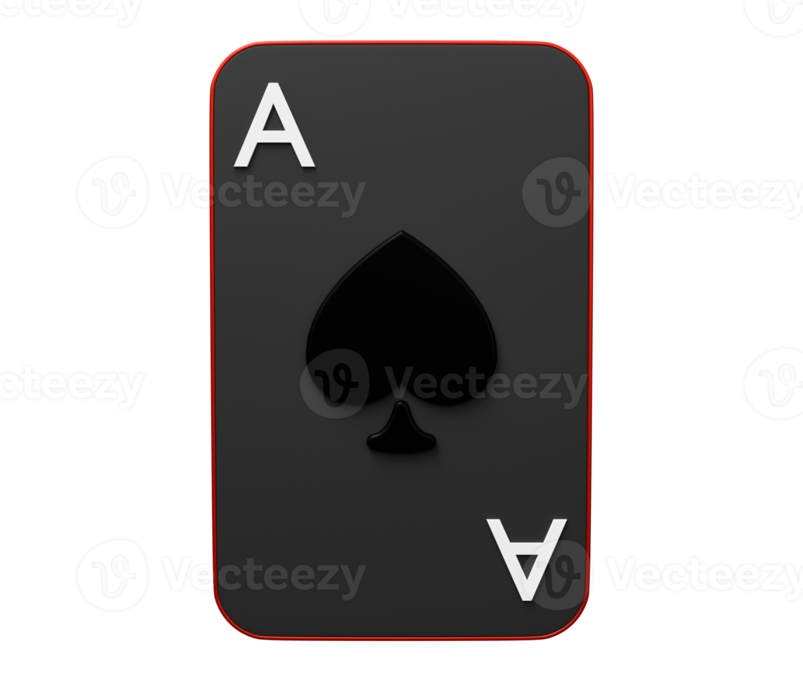 Ace spade playing card 3d png