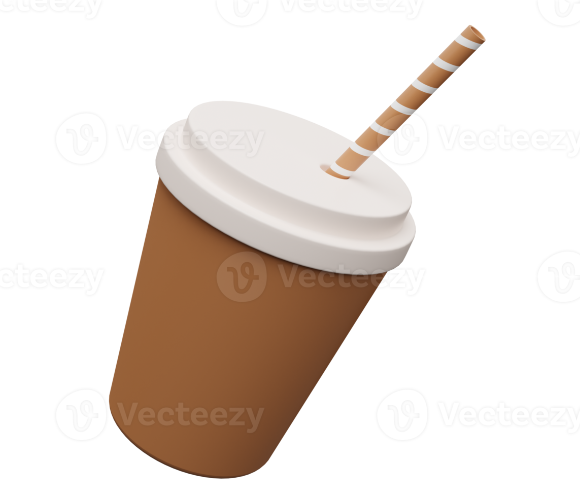 paper cup with tube 3d png