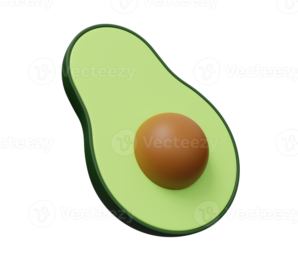 avocado half sliced 3d render png