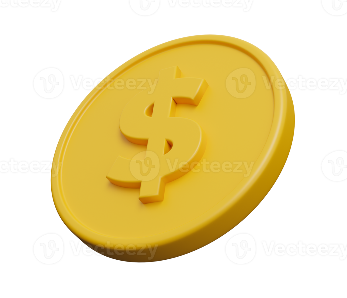 coin dollar yellow 3d png