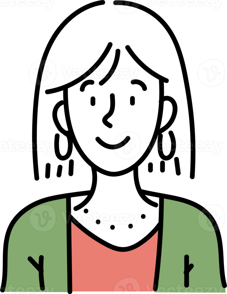 Avatar hand drawn illustration businesswoman portrait png