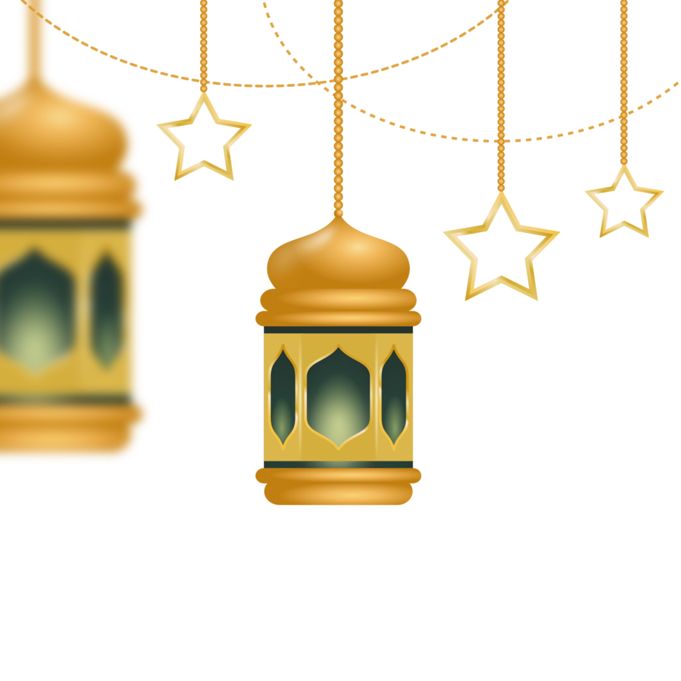 Islamic golden lantern for ramadan ornament png