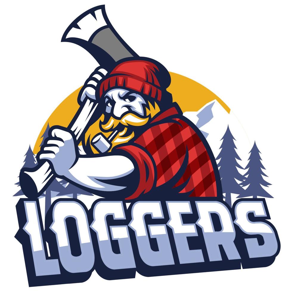 lumberjack mascot  swinging the axe vector