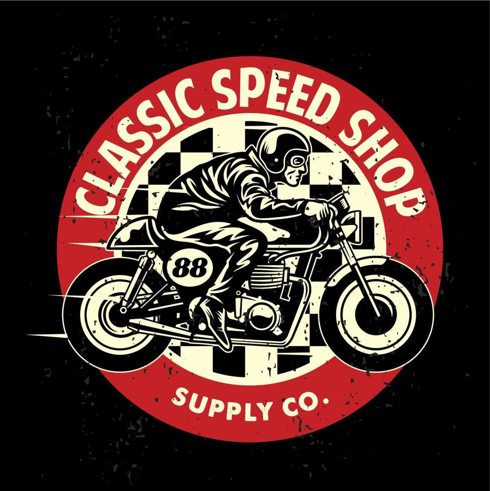 motocicleta garaje Insignia con el sucio textura vector