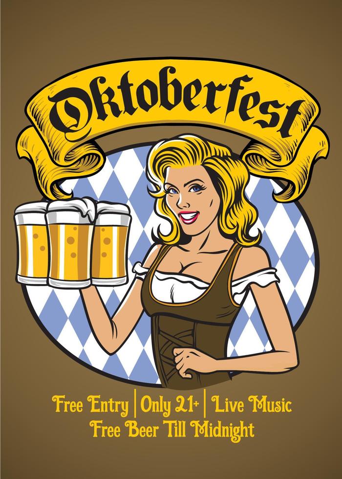 oktoberfest bavarian girl vector