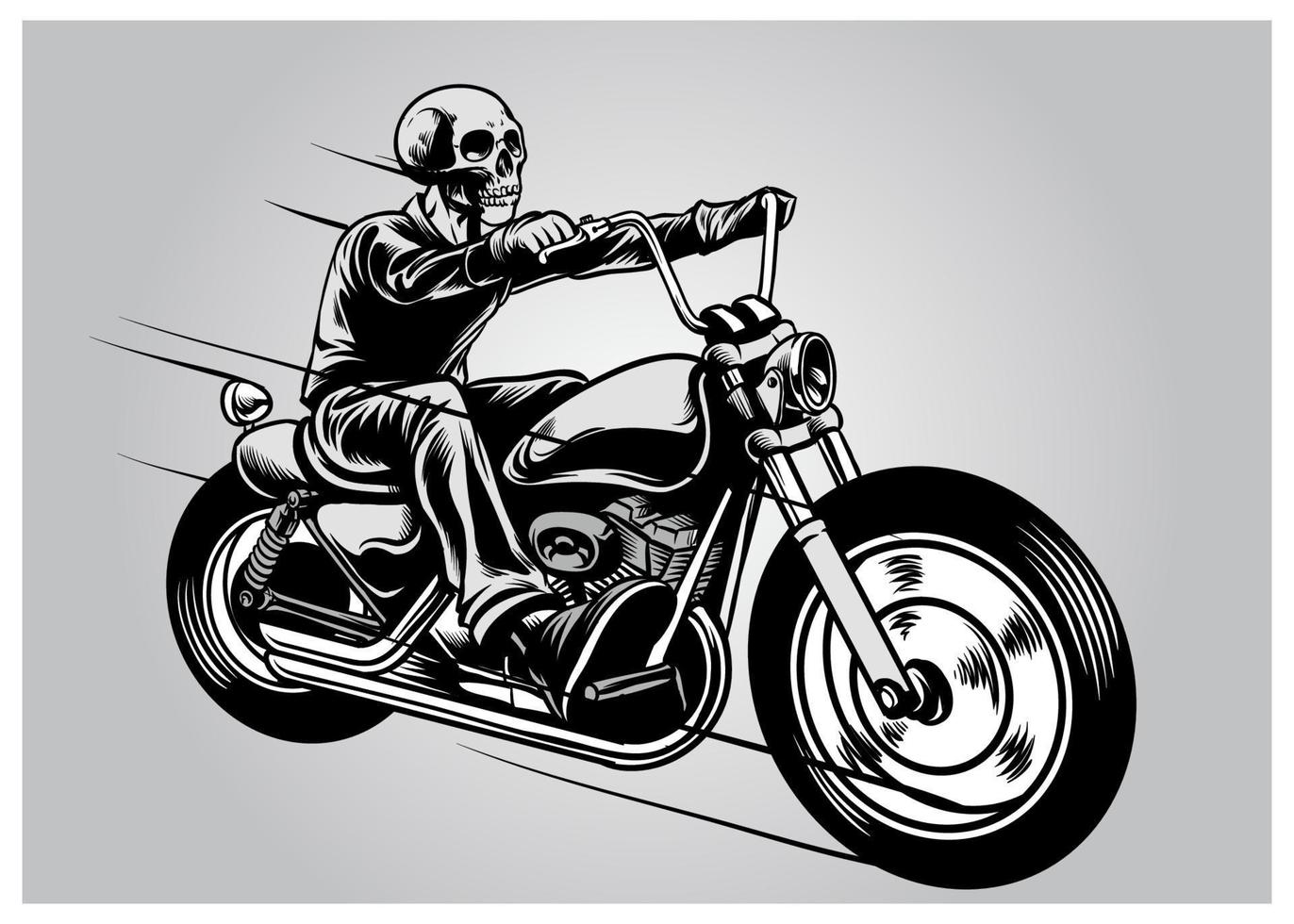 skull riding motorcycle vector