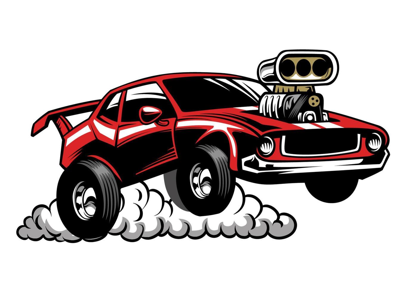 muscle car look with supercharged engine vector