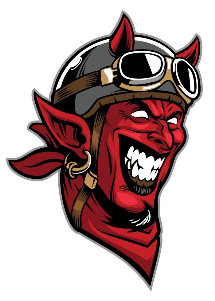 devil head rider wearing an old helmet vector