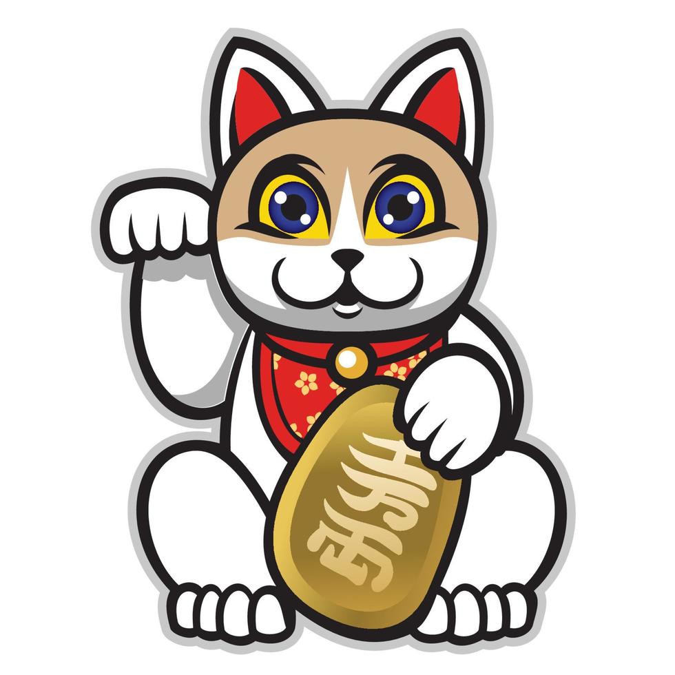 maneki neko japonés suerte gato estatua vector