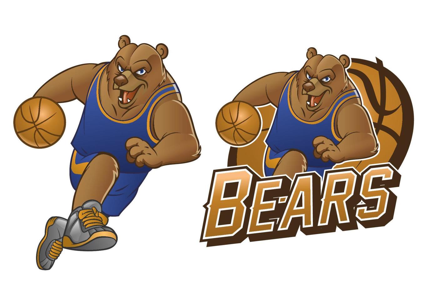 Bear cartoon basketball mascot vector